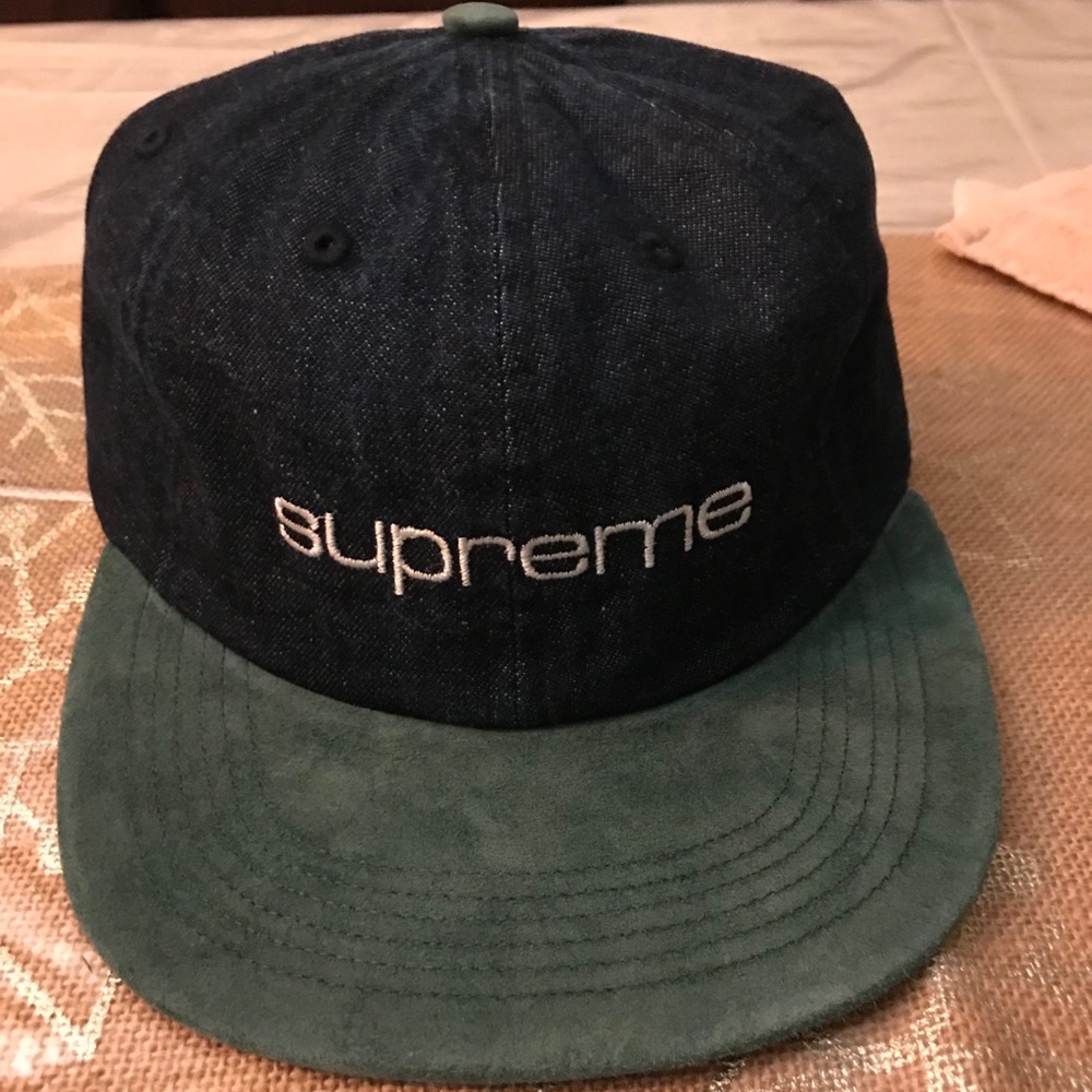 Supreme Denim Suede Compact Logo 6-Panel Hat